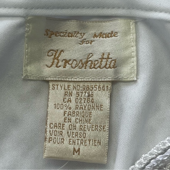 NWT Kroshetta White Rayon Crochet Knit Lined Top - Picture 11 of 14